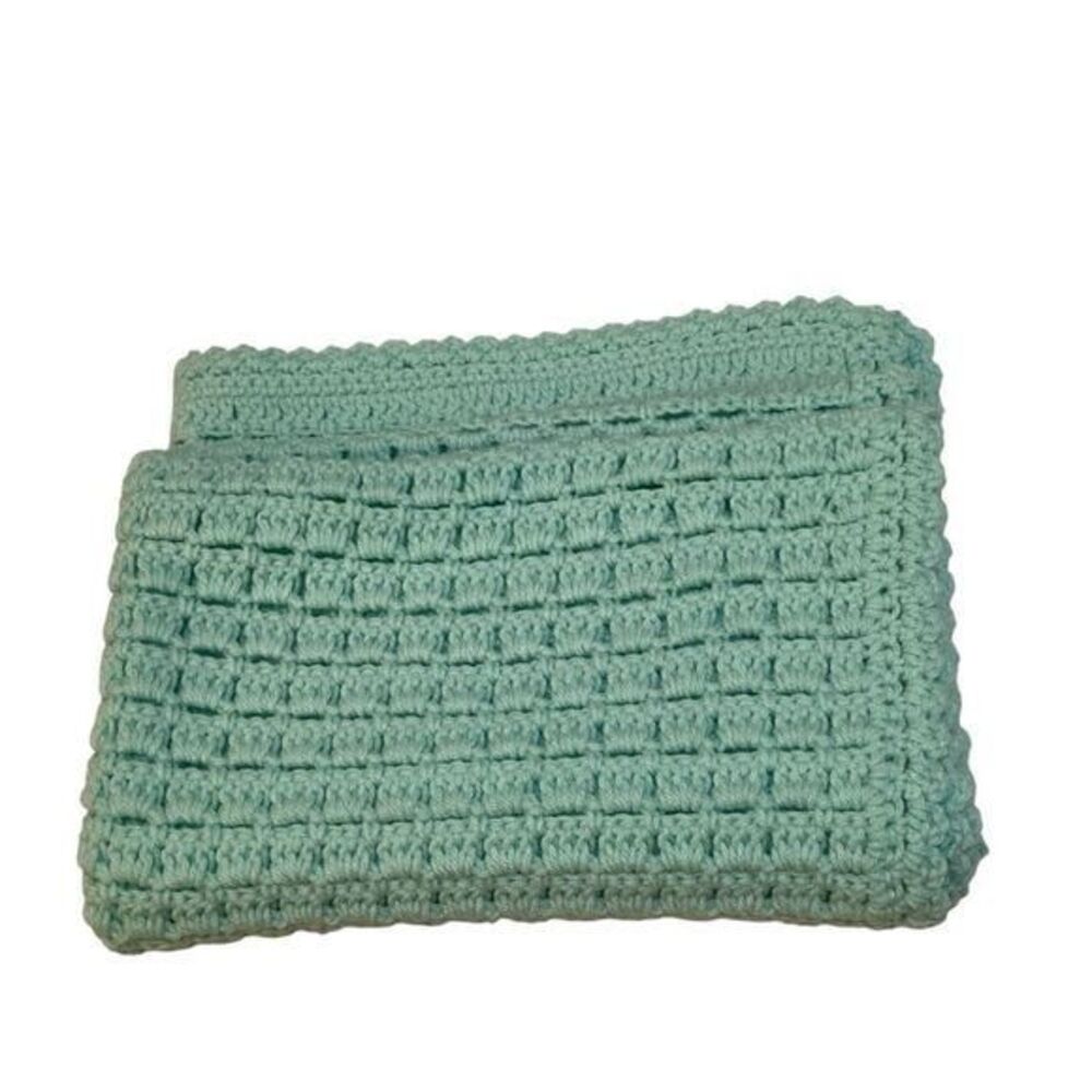 Handmade Mint Green Crochet Blanket Throw Soft‎ Cozy Home Decor
